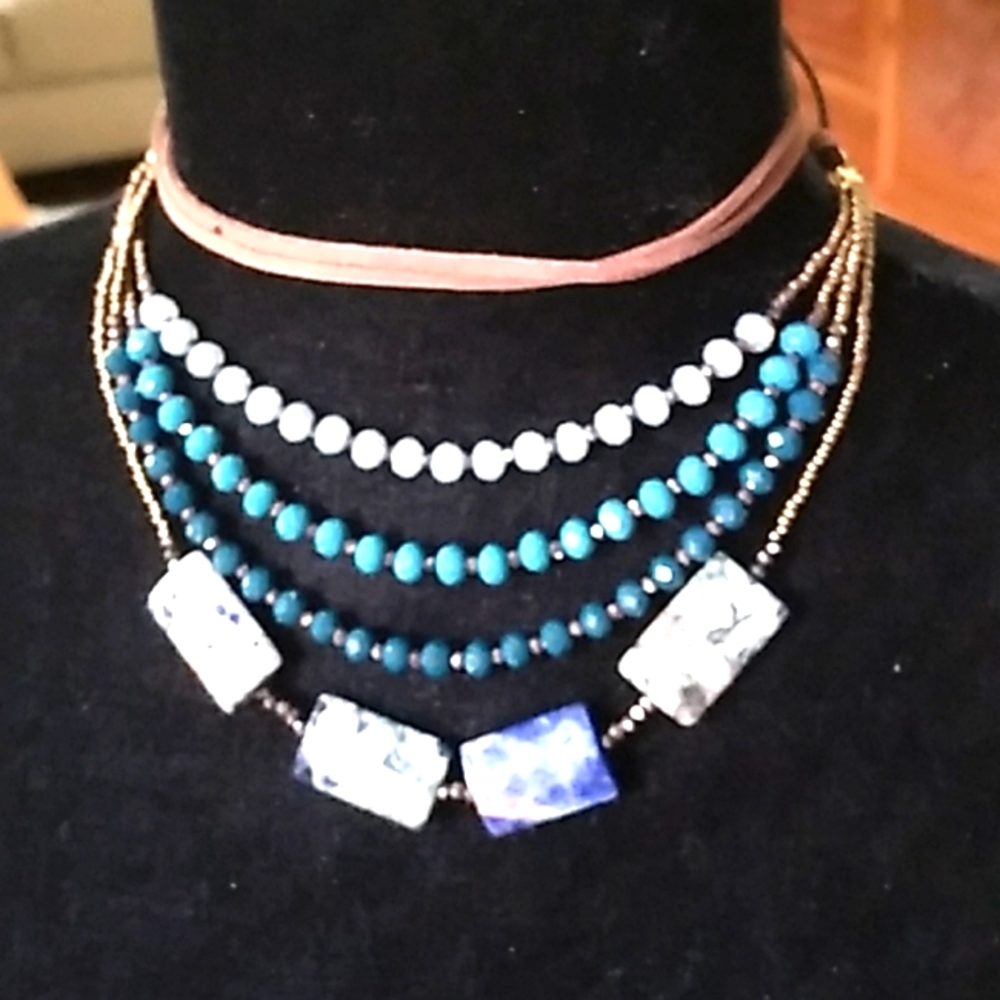 Multi Stone Lariat Necklace